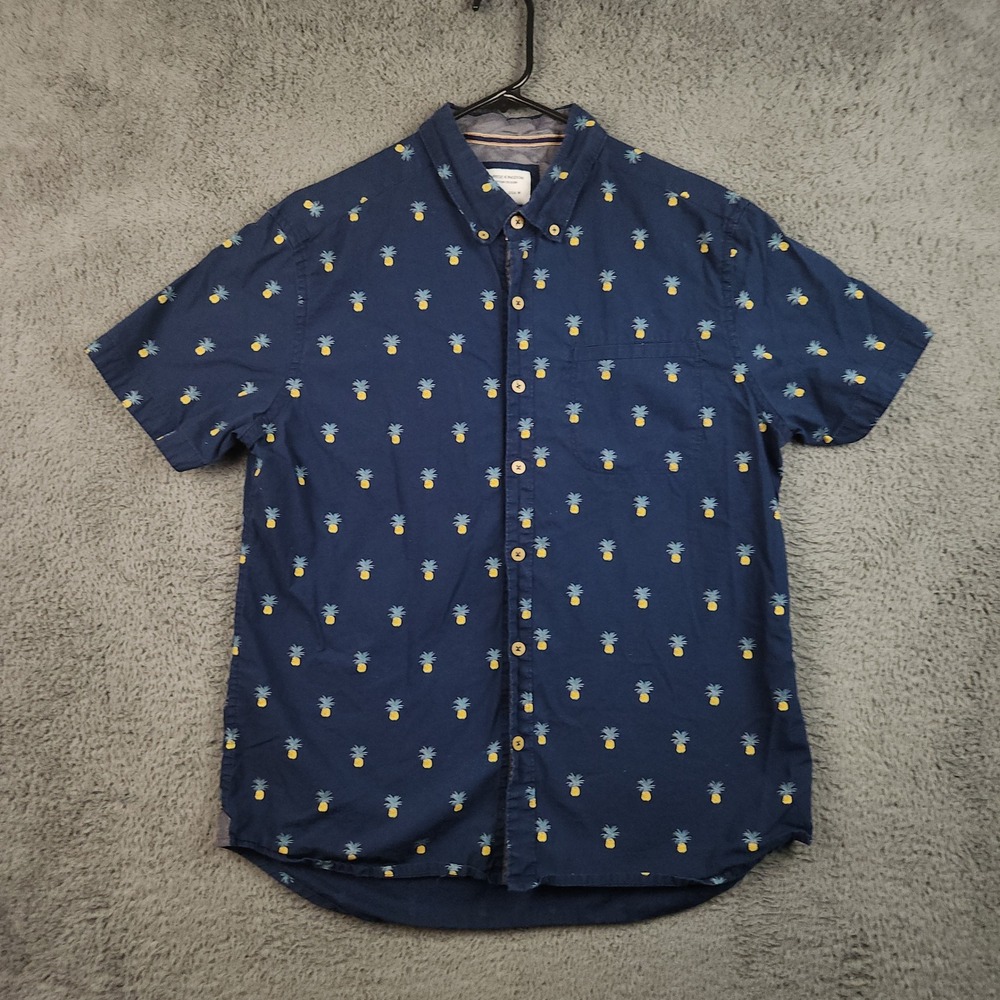 Sunrise Kingdom Button Down Mens Medium Pineapple Print Tropical Beach Aloha